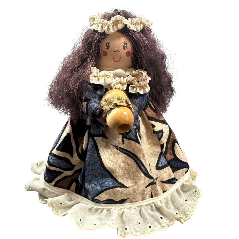 Vintage Handmade‎ Hawaiian Hula Girl with Ipu Air Freshener Doll 7" Collectible